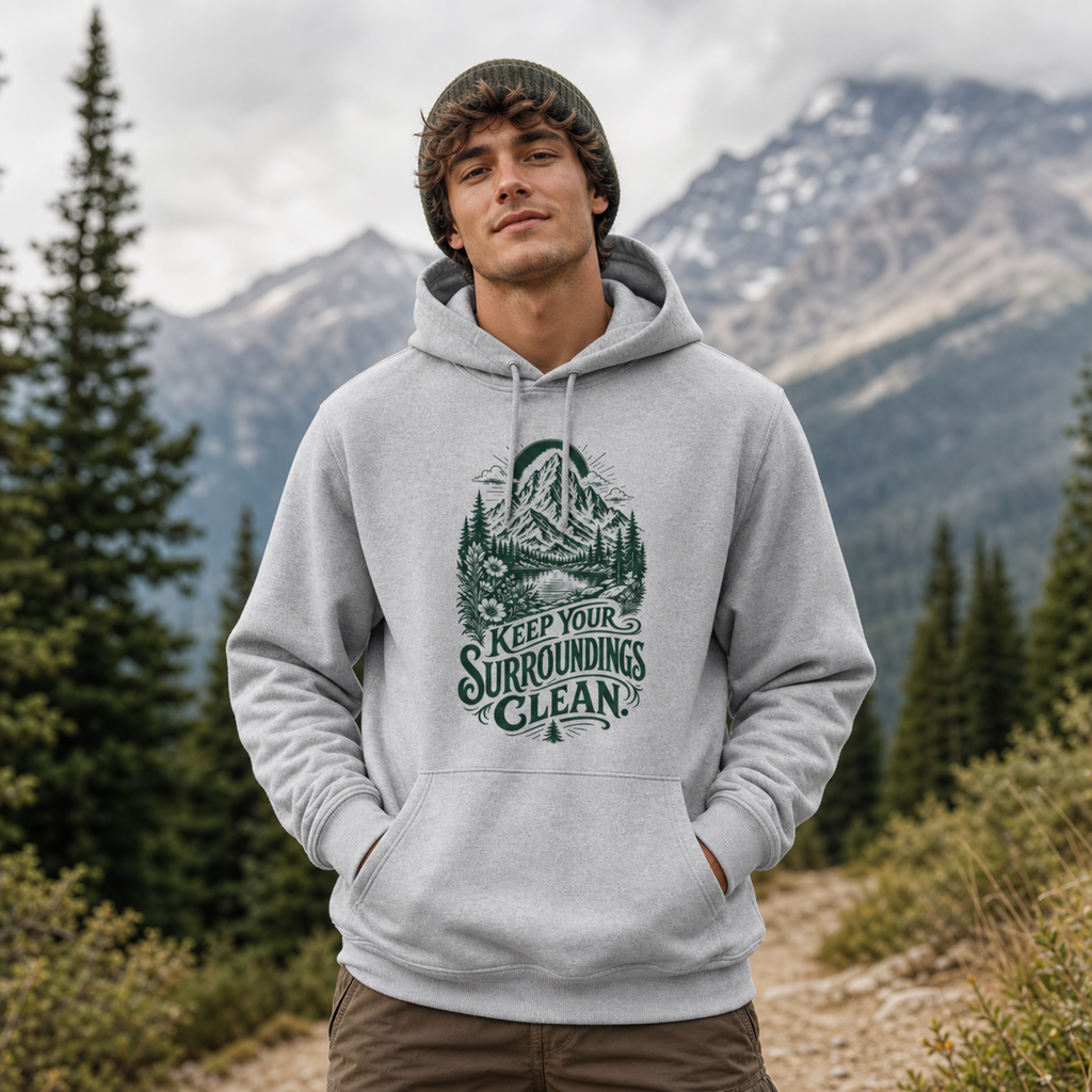 Biologische hoodie bergliefhebbers | Keep your surroundings clean | 100% katoen