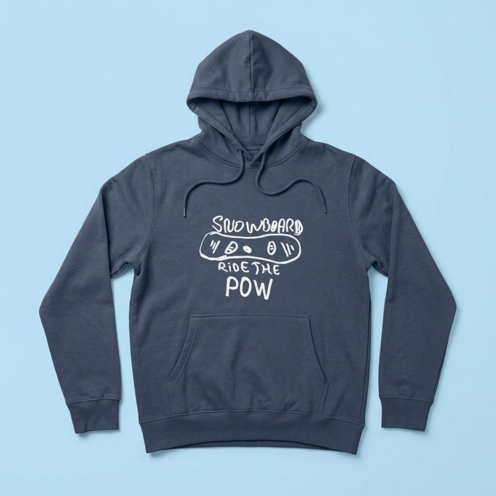 Hoodie 100% biologisch | Ride the pow | Snowboarding