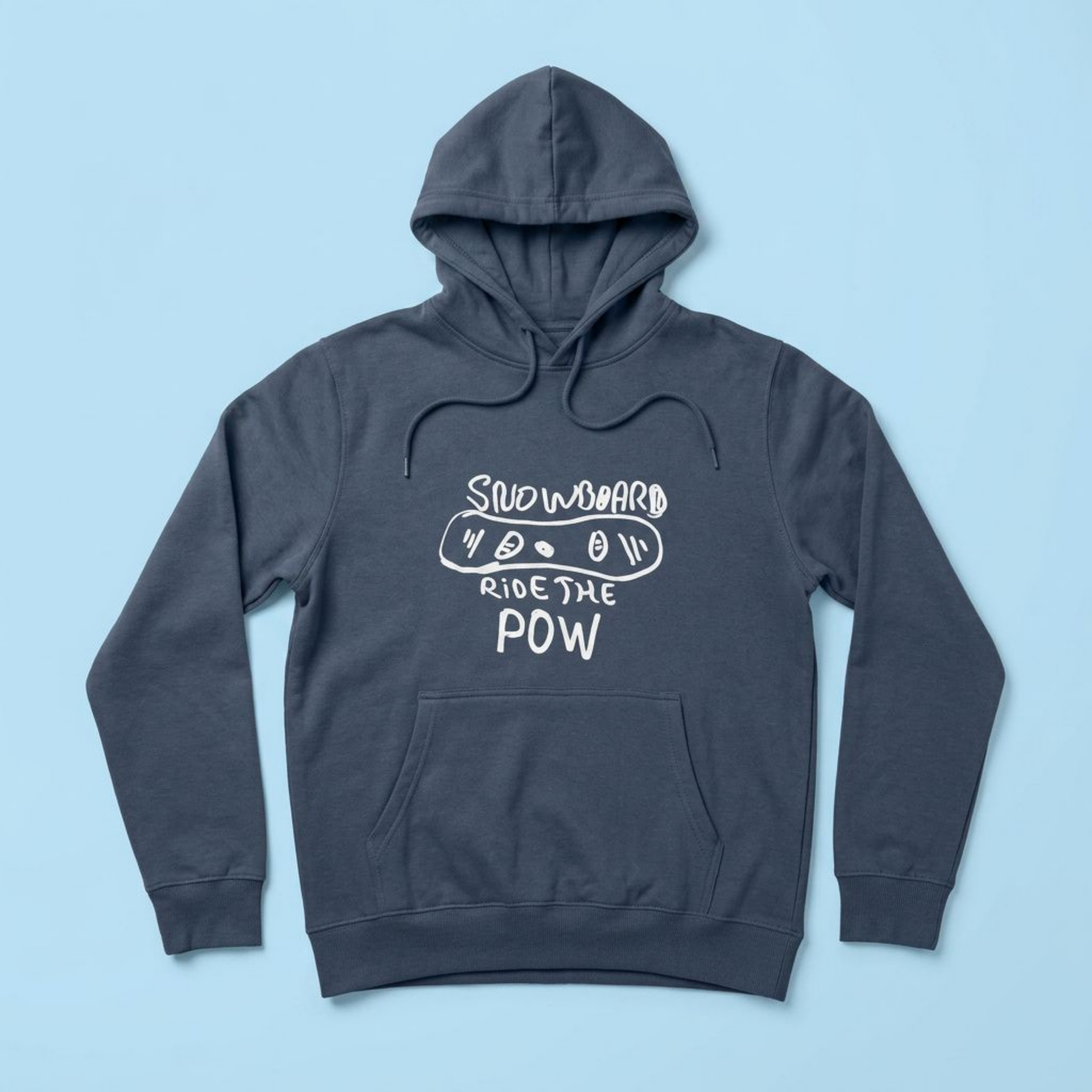 Hoodie 100% biologisch | Ride the pow | Snowboarding