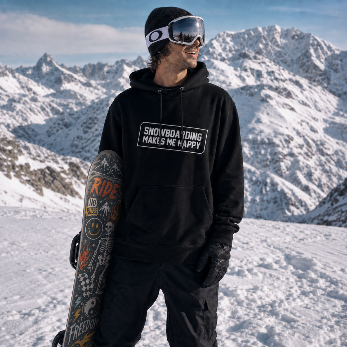 Oversized hoodie - Snowboarding makes me happy