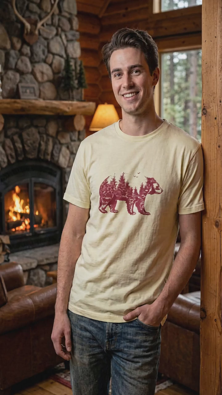 NATIVE SPIRIT t-shirt | Bear in the woods | 100% biologisch